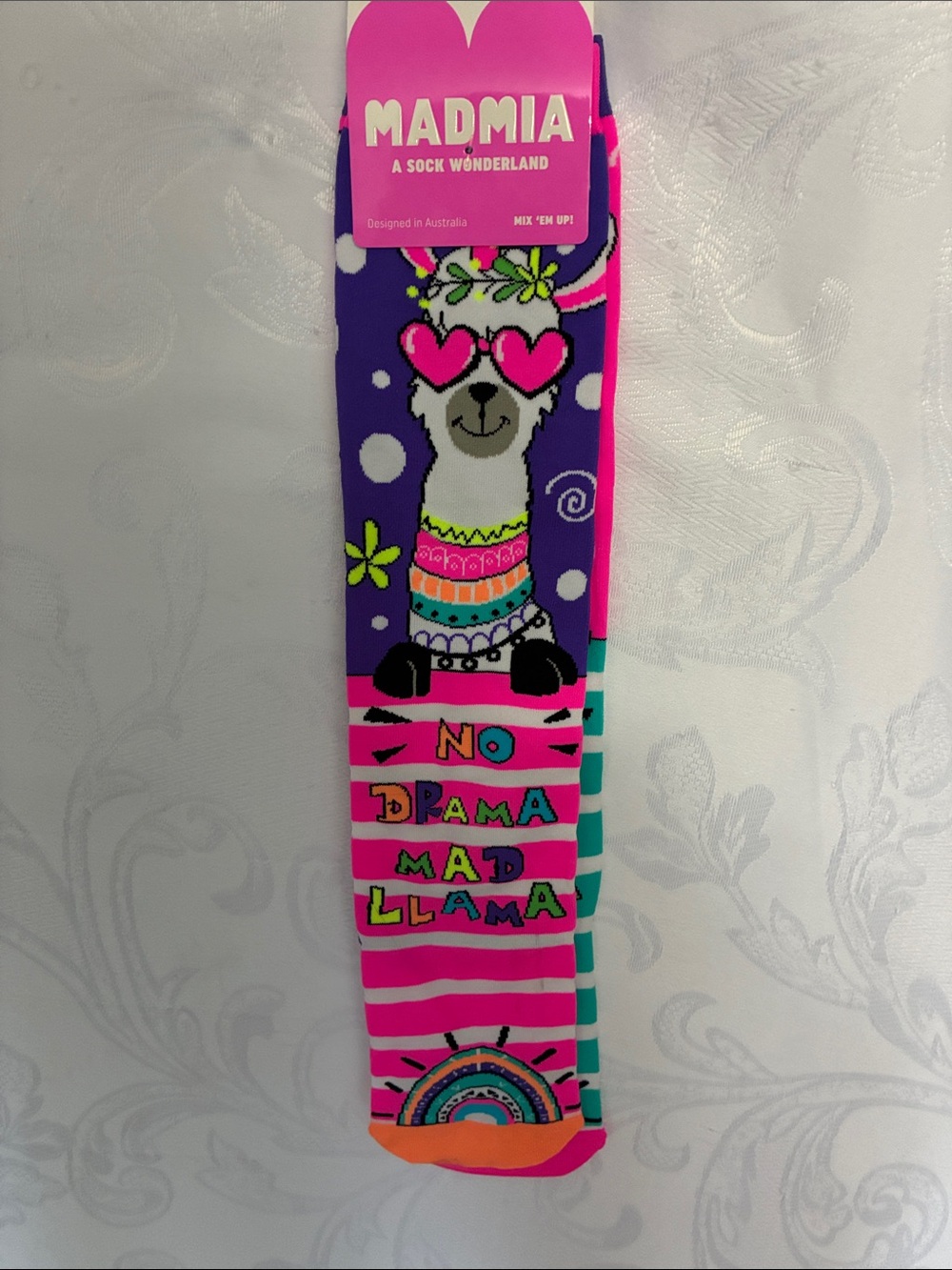 Mamia Kids Pink & Purple 'No Drama Mad Llama' Novelty Socks